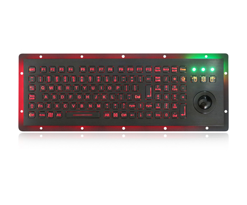 Industrial Metal Backlit USB Keyboard With 25mm Optical Trackball For Outdoor Application