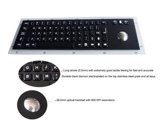 IP67 Panel Mounted Keyboard with Trackball Black Metal Keyboard